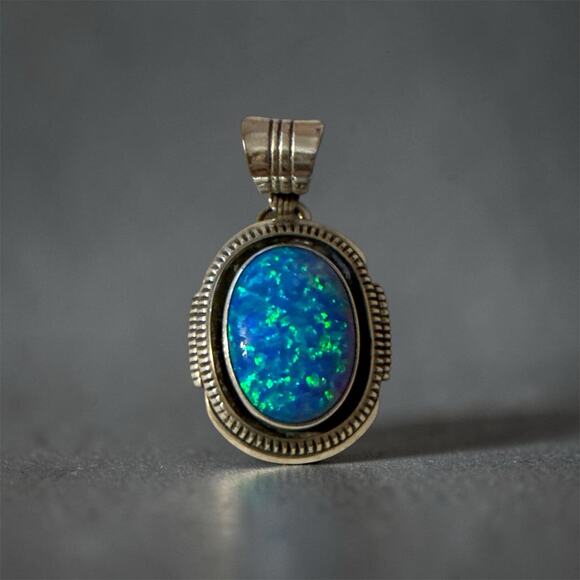 Native Gem Jewelry - Native Triple Opal Gemstone 925 Pendant Navajo